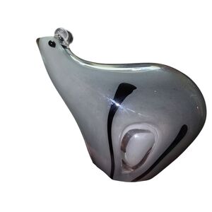 Vintage Gray and Black Glass Polar Bear Figurine